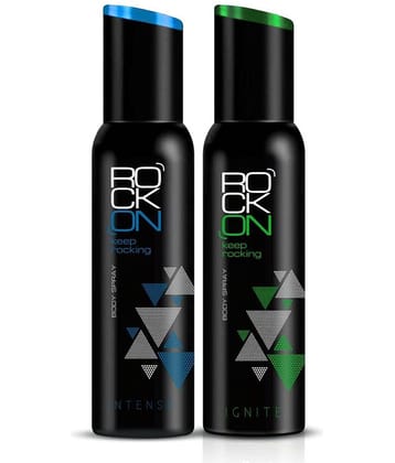 ROCK ON Deodorant Combo Ignite & Intense Body Spray Long-Lasting Unisex Fragrance (2 x 150ml)