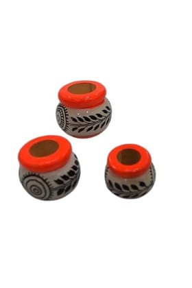 Handcrafted Mini Wooden Pot Set (Set of 3) | Hand-Painted Decorative Mini Matka | Traditional Miniature Pots for Home D�cor, Crafts & Gifting Handcrafted Mini Wooden Pot Set (Set of 3) | Hand-Painted Decorative Mini Matka | Traditional Miniature Pots for Home D�cor, Crafts & Gifting
