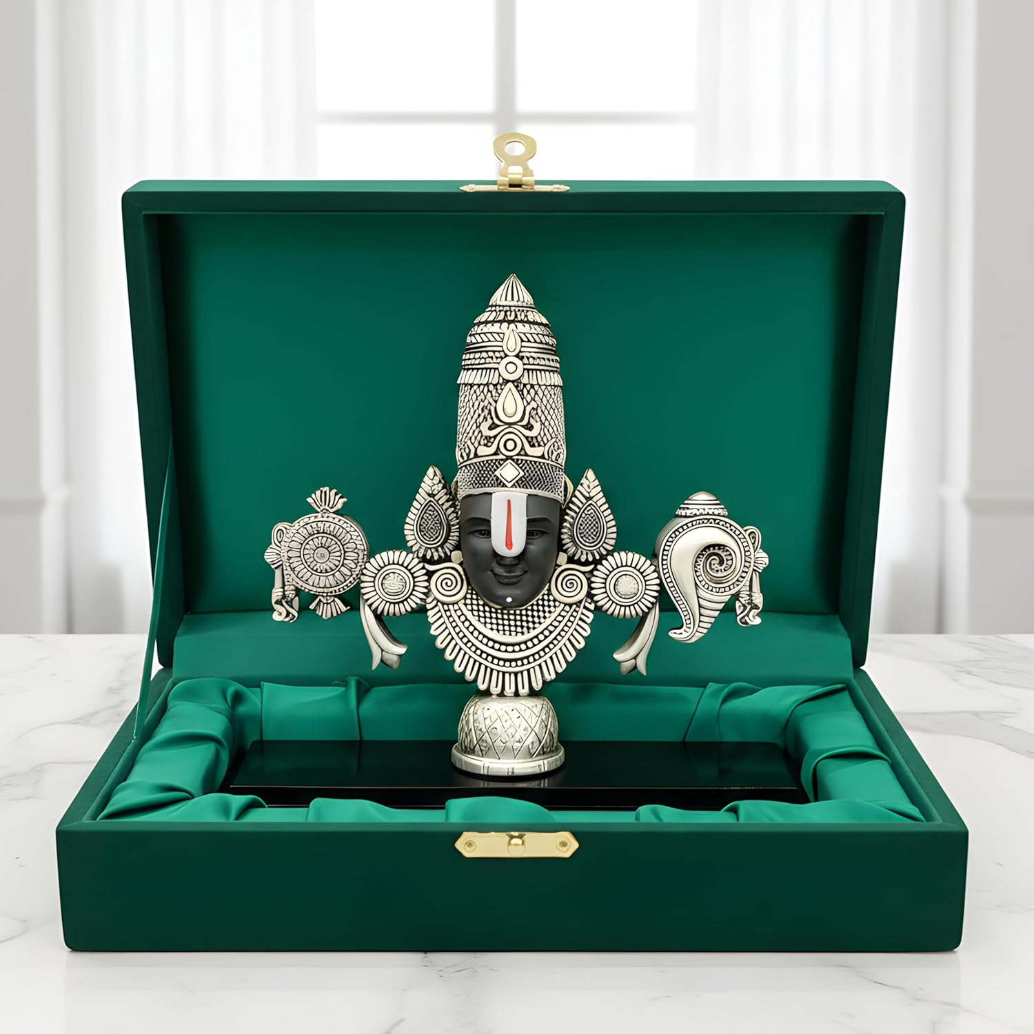 Dev Aastha 999 Silver Plated Balaji Statue | 4-Inch Divine Vastu Table Decor for Pooja Room & Prayer Room | Auspicious Lord Venkateswara Idol & Religious Gifting Item