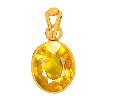 Yellow Sapphire 5.50 ct. 6.05 Ratti Yellow Sapphire Pukhraj Marka Natural Gemstone ashtdhatu pendant energized with mantras