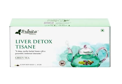 Brinita Liver Detox Tisane | 25 Pyramid Tea Bags | Milk Thistle, Dandelion, Sarsaparilla, Echinacea, Turmeric, Amla & Nettle | Liver Cleanse, Blood Purification & Immunity | Green Tea | 50g (25 count, 25, count)