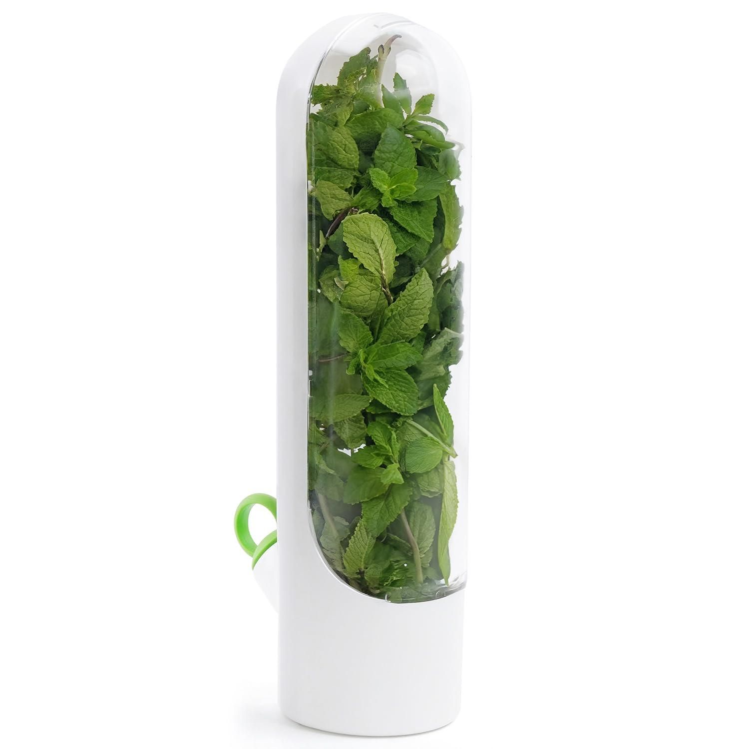 PANCHHI STORE Abs 1Pcs Herb Saver For Refrigerator, Herb Saver Pod, Vegetable Preservation Bottle For Mint, Parsley, Asparagus, Keeps Greens Fresh For 2-3 Weeks (1Pcs)