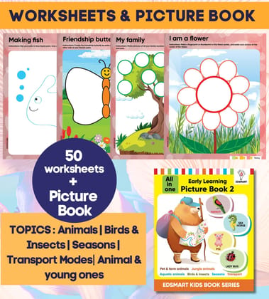 Edsmart 50 Worksheets for 2 years old and Picture book for 2 years COMBO | Animals picture book, Birds, Insects, Seasons and Vehicles picture book | Multiple intelligence worksheets [Loose Leaf] [Jan 01, 2024] Edsmart Edu Services Pvt Ltd