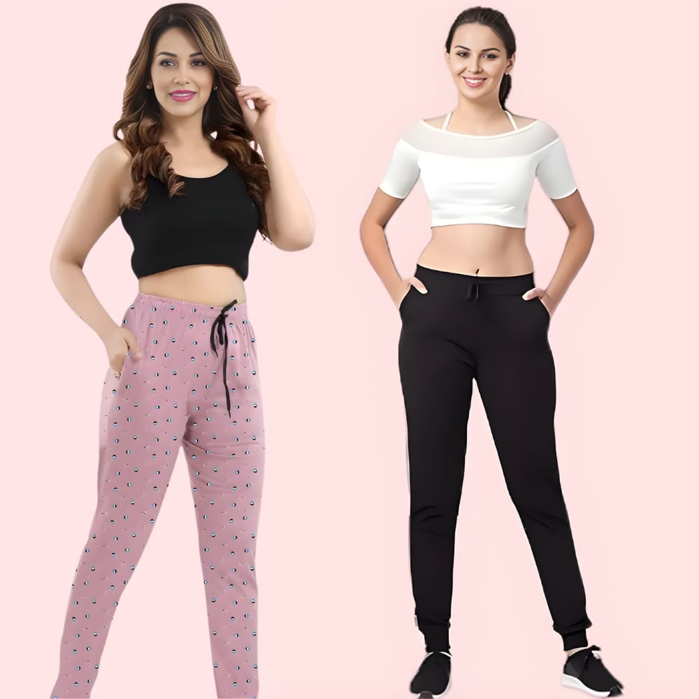 Lober Women’s Winter Cotton Jogger Pants – Pack of 2