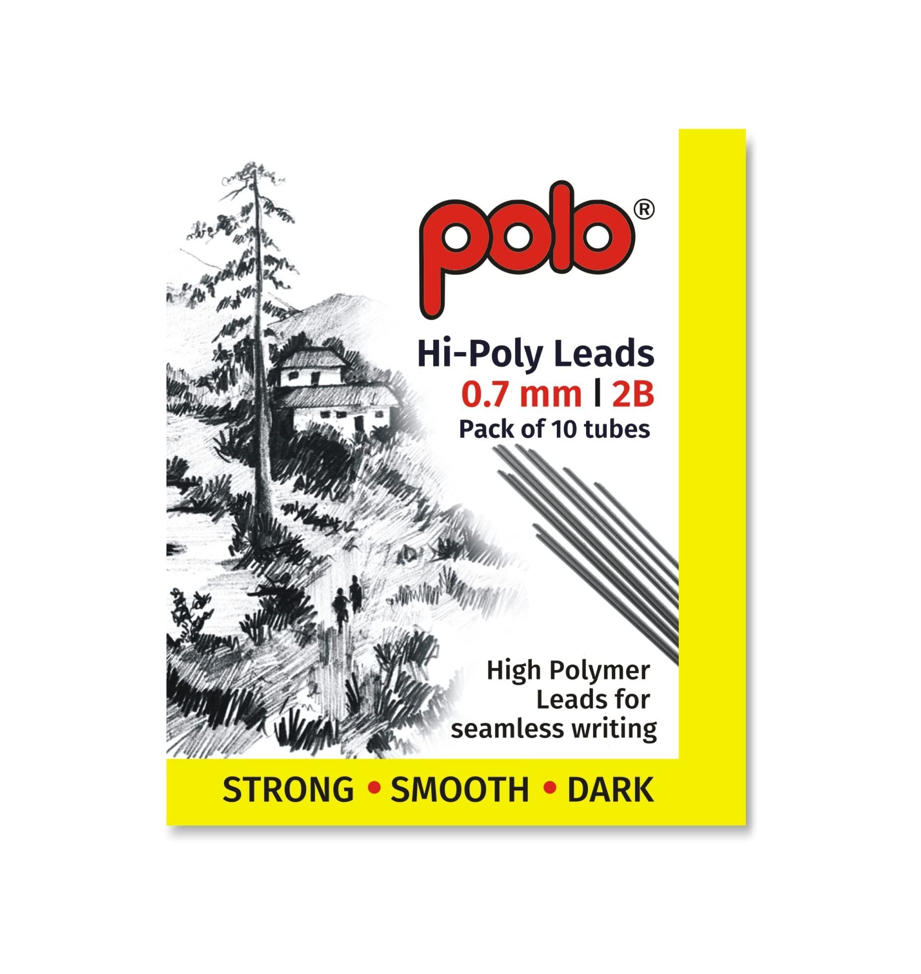 polo 0.7mm 2B mechanical pencil leads pack of 3 (10 tubes per pack) | hi-polymer strong & smooth refills | dark, break-resistant & ideal for writing & drawing