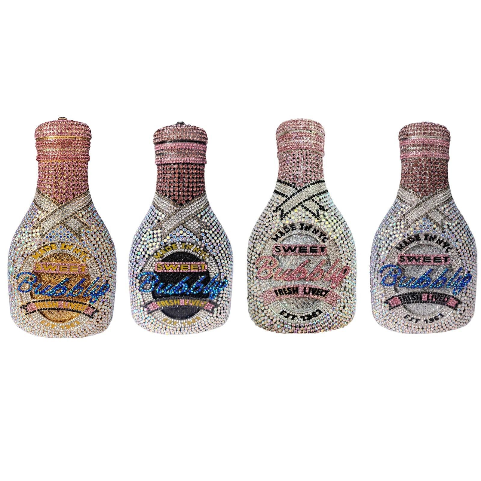 Novel Evening Wine Champagne Glasd Bottle Shape Crystal Clutch Banquet Handbag Party Dinner Purse Rhinestone Luxury Women