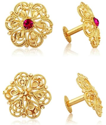 Vighnaharta Traditional South Trend Alloy 1gm Gold Plated Earring Combo set.