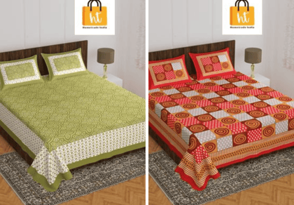 2201-Hometrade India- Standard Double Size (90*100 in )-Combo Double Bedsheet