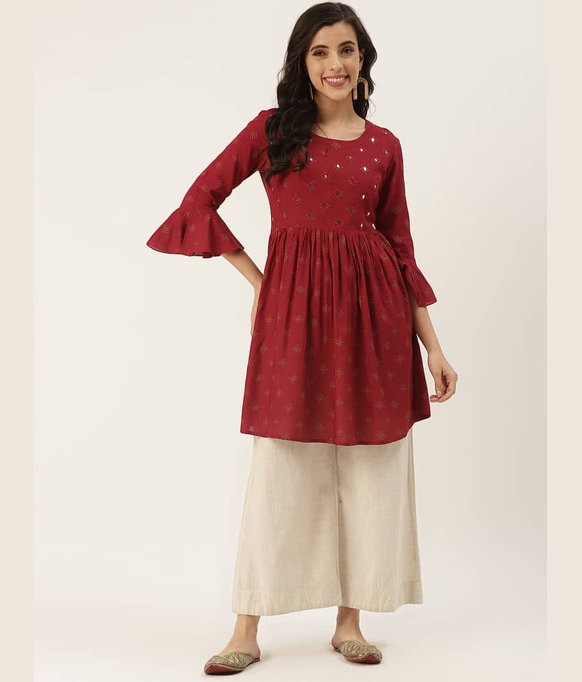 Kbz Women's Rayon Empire Top ( Maroon )