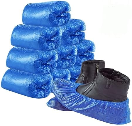 AABHA Pack 100 Disposable Shoe Boot Covers Waterproof Non Slip Shoes Protectors Covers, Hospital Grade,One Size Blue