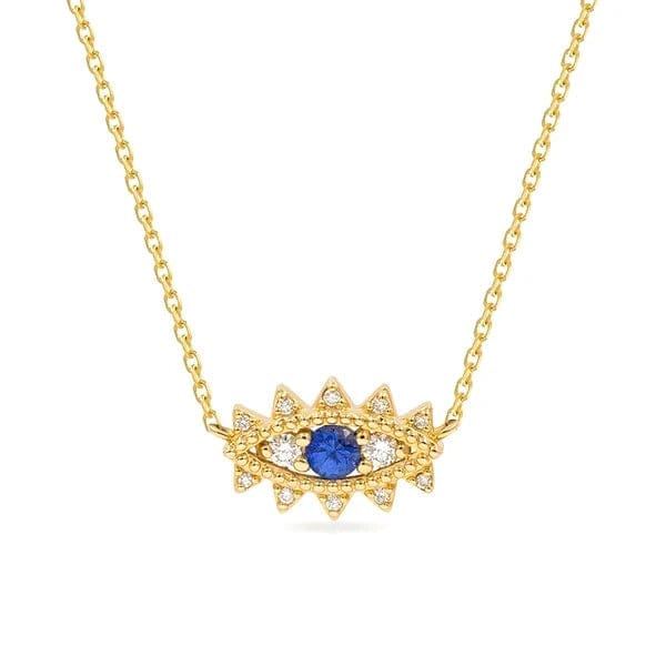 GRECIA fine jewelry 925 silver 18k gold s925 sterling silver evil eye blue zircon chain stacking necklace