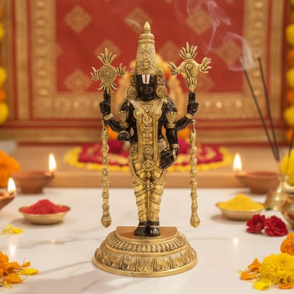 Brass Balaji Idol Statue | Tirupati Balaji Murti | Lord Venkateswara Statue for Home Temple, Height : 23 Inch (BSMAS1770 K)
