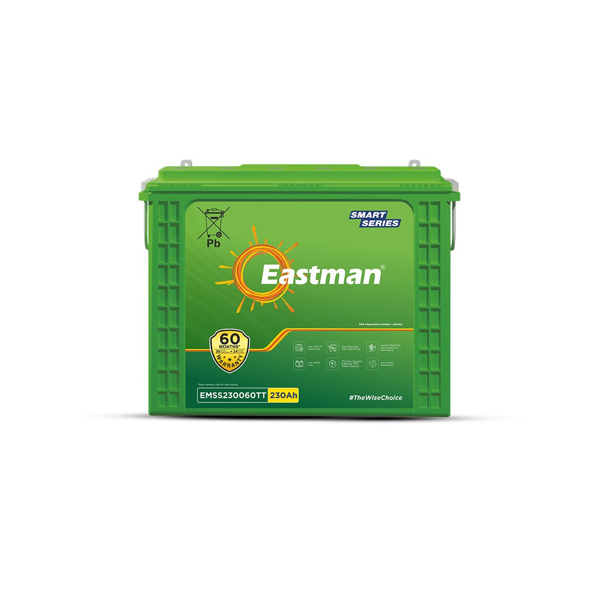 Eastman EMSS230060TT 230Ah Tall Tubular Inverter Battery | Lead Acid | 60-Month Warranty | Compatible with 700VA–2000VA Inverters