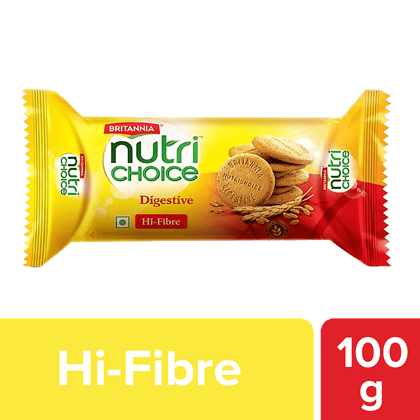 Britannia Nutrichoice Digestive High Fibre Biscuits - Made From Whole Wheat & Bran, Healthy Snack, 100 G Britannia Nutrichoice Digestive High Fibre Biscuits - Made From Whole Wheat & Bran, Healthy Snack, 100 G