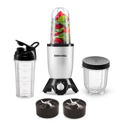 Cookwell Bullet Mixer Grinder (3 Jar, 2 Blade, Silver) - Copper, 600 Watts - 2 Year Warranty Cookwell Bullet Mixer Grinder (3 Jar, 2 Blade, Silver) - Copper, 600 Watts - 2 Year Warranty - Silver / 3 Jars, 2 Blades