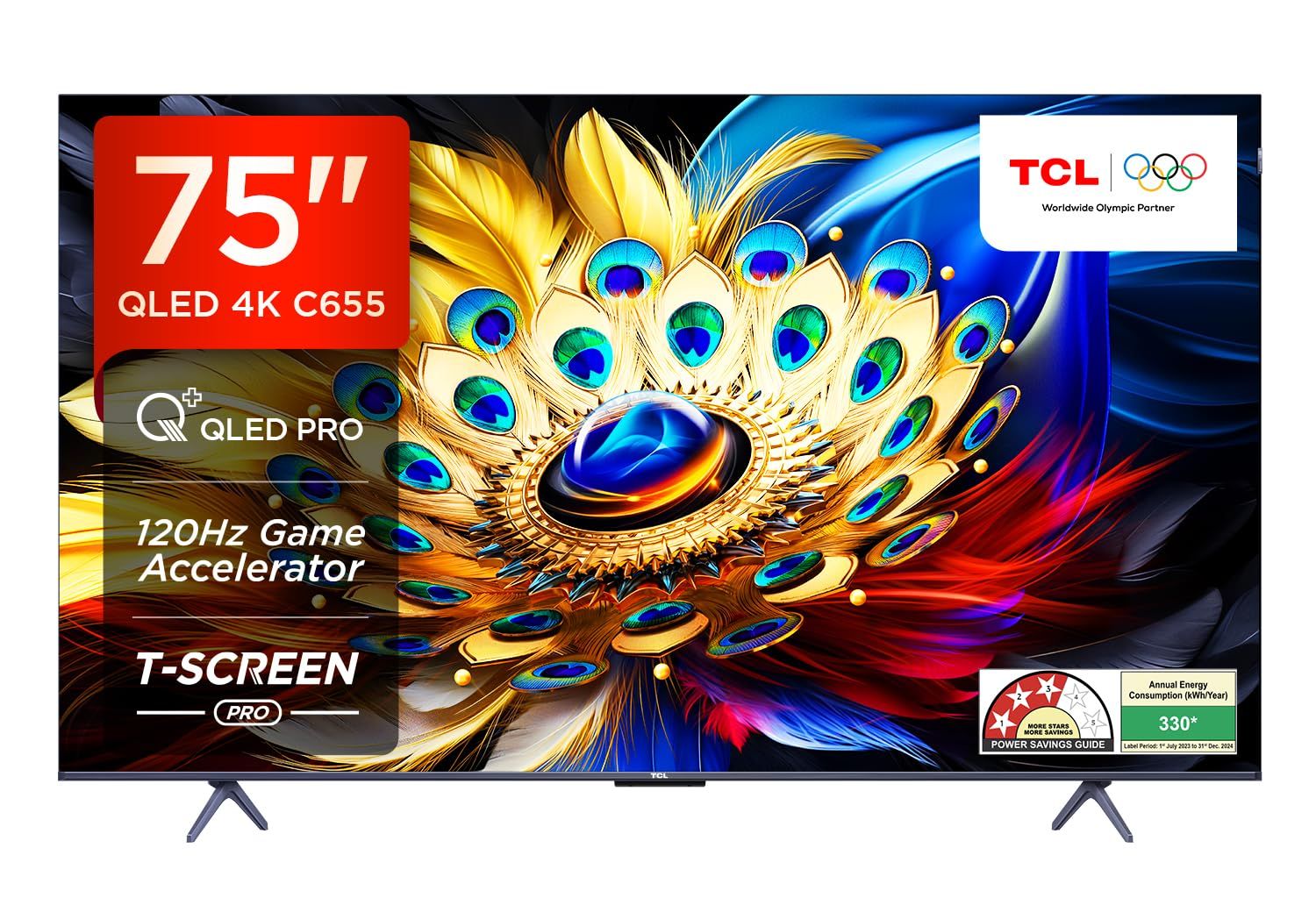 TCL 189 cm (75 inches) 4K Ultra HD Smart QLED Google TV 75C655 (Black) TCL 189 cm (75 inches) 4K Ultra HD Smart QLED Google TV 75C655 (Black) - Black / 75 inches