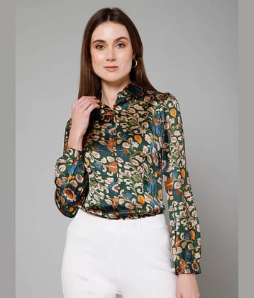 Purys Women Printed Satin Shirt ( Green )