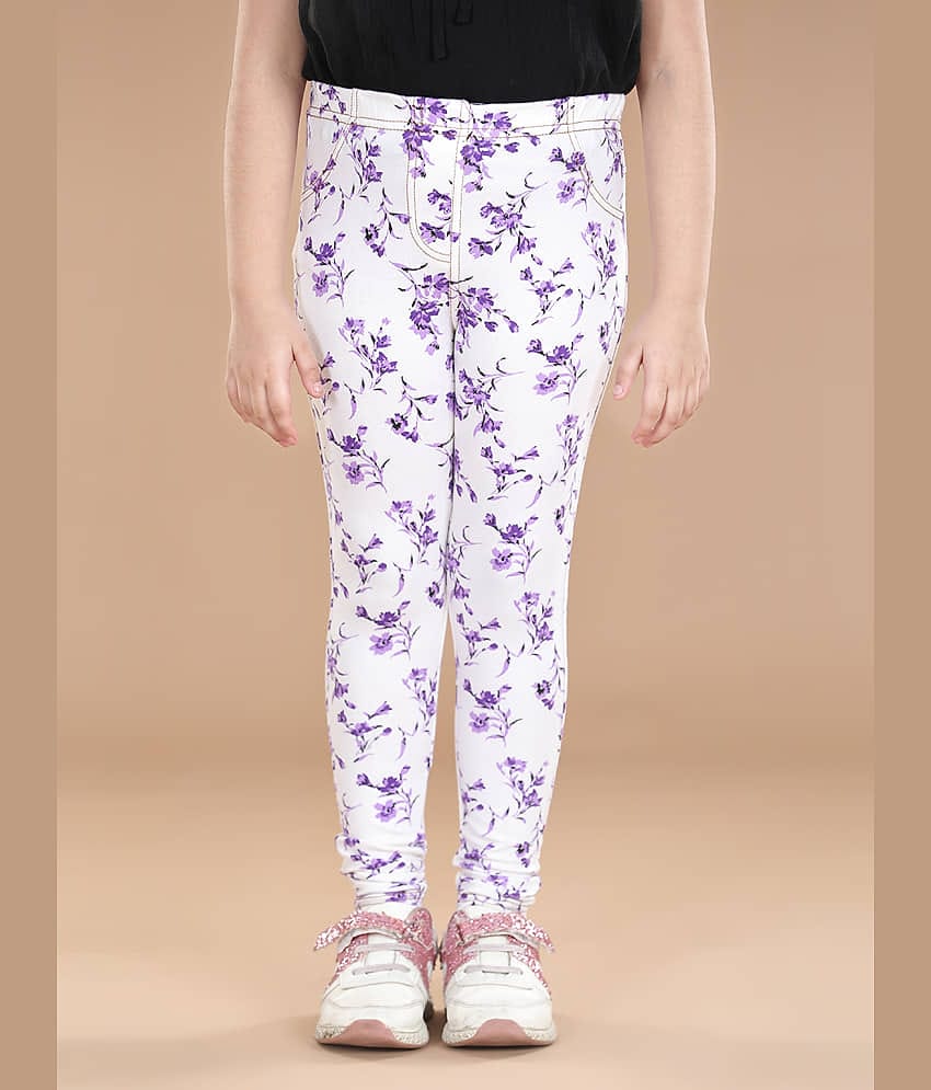 StyleStone Pack of 1 Girls Cotton Blend Leggings ( White )
