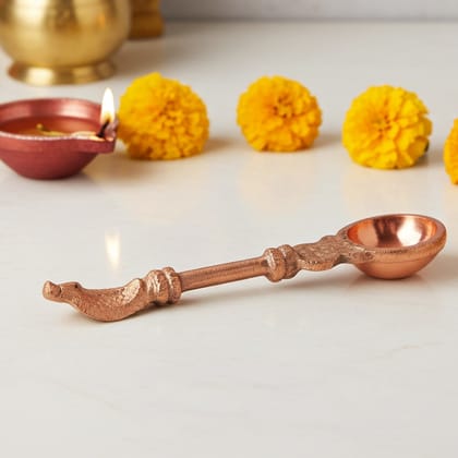 Copper Antique Achmani No. 0 � Traditional Holy Water Vessel, Length : 4.4 Inch (ZMAS307 B)