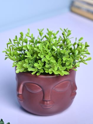 Bold Red Ceramic Face Vase