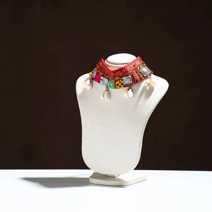 Red Kutch Embroidered Shell Work Choker Red Kutch Embroidered Shell Work Choker