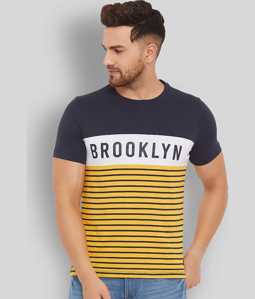 AUSTIN WOOD - Yellow Cotton Blend Regular Fit  Men's T-Shirt ( Pack of 1 )