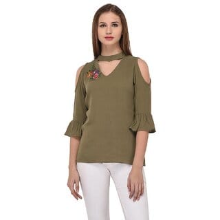 Purys Women Green Solid Regular Top