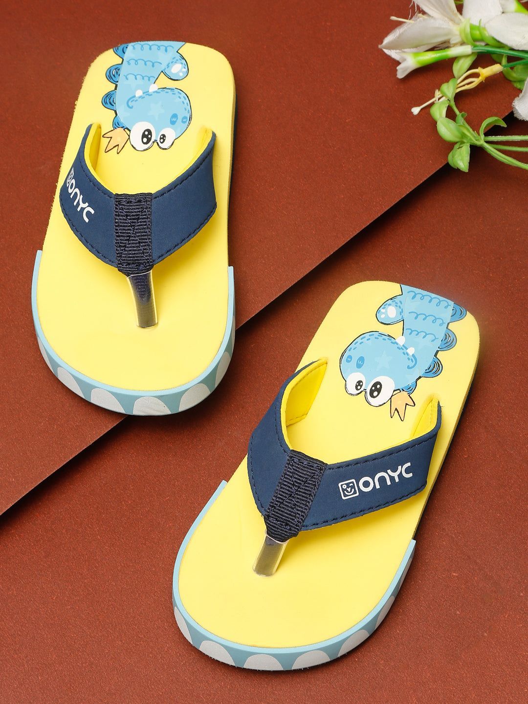Premium Dino V-Shape Flip-flops - Yellow (Unisex)