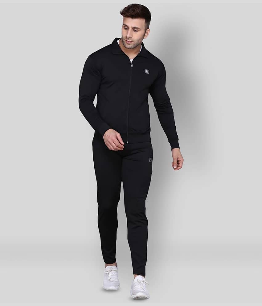 PRAUME - Black Polyester Regular Fit Solid Men's Sports Tracksuit ( Pack of 1 )