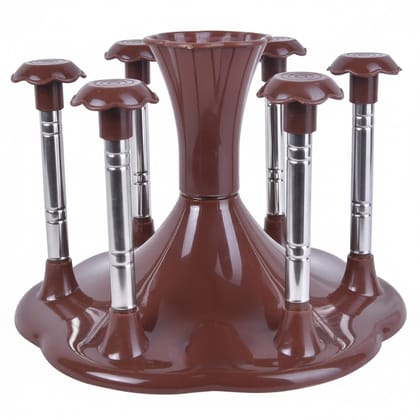 Dark Wolf Brown Steel Glass Stand Holder Rust Resistant Kitchen Organizer