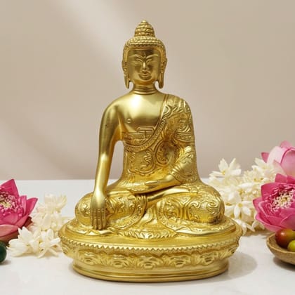 Brass Buddha Idol - Super Fine Finish Meditation Statue, Height : 7.5 Inch (BSMAS079 F) Brass Buddha Idol - Super Fine Finish Meditation Statue, Height : 7.5 Inch (BSMAS079 F)