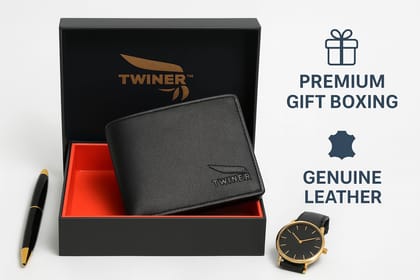 Twiner RFID Protected Bi-Fold Leather Wallet with Coin Pocket Twiner RFID Protected Bi-Fold Leather Wallet with Coin Pocket