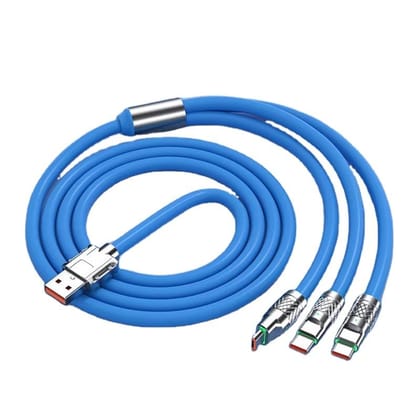 True Desire 3-in-1 Charging Cable Compatible for Android and iPhone 680 Mbps Speed (Blue)