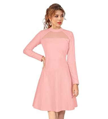 Women's Knitting Stretchable Solid Round Neck Full Sleeve Dresses (Peach, XL)-PID56839 Women's Knitting Stretchable Solid Round Neck Full Sleeve Dresses (Peach, XL)-PID56839