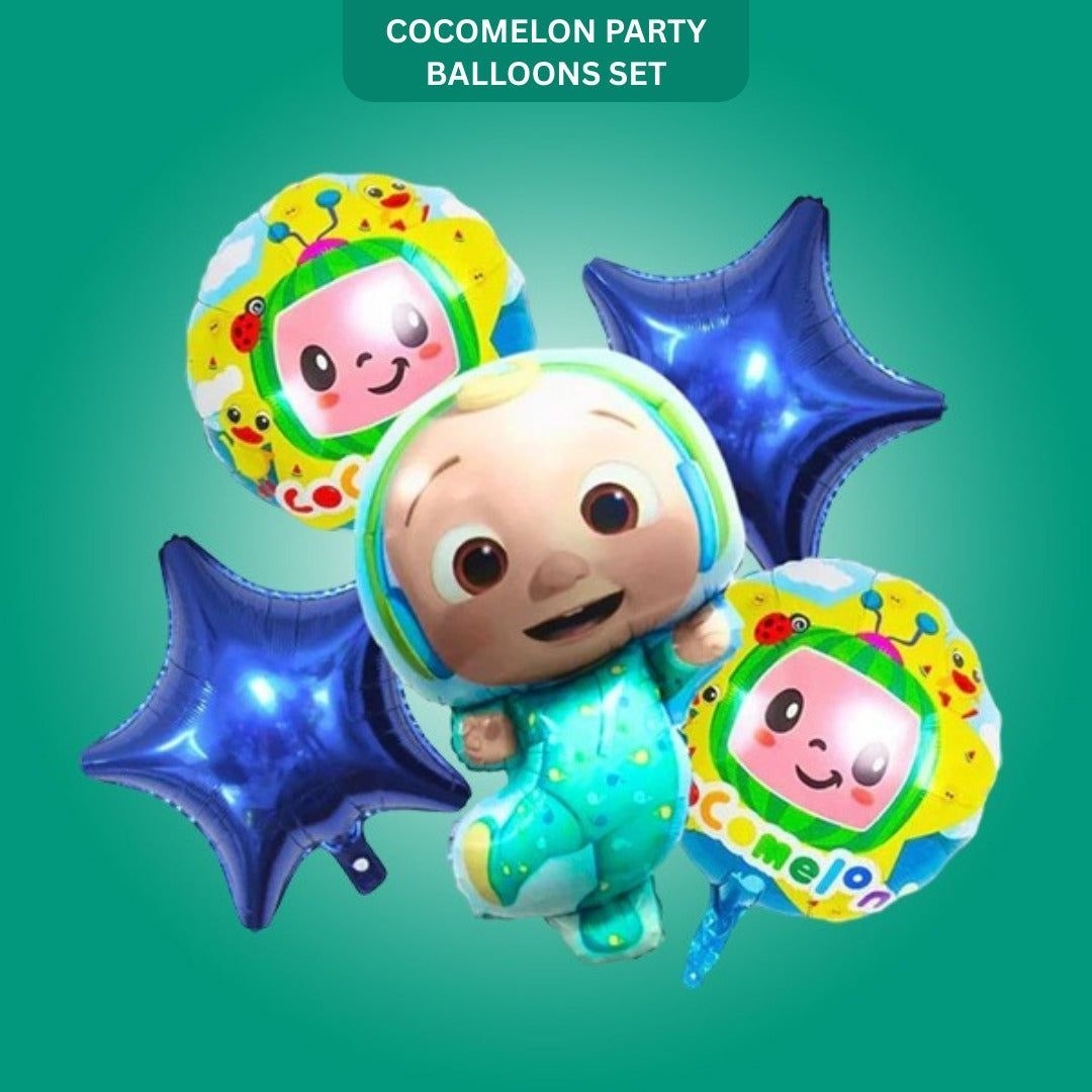 Coco Melon Kids Musical Cartoon Theme Helium Filled Balloon Set of 5 | Birthday Party Decoration Balloons for Kids