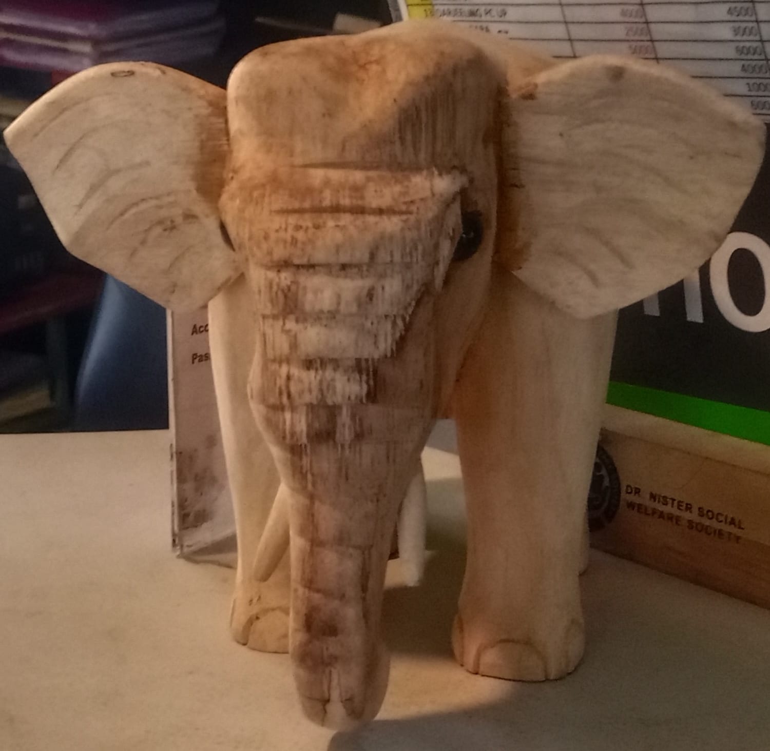 Biraj Chanda Hand-Carved Wooden Elephant Statue (1 unit) | Artisanal Craftsmanship | Home Decor