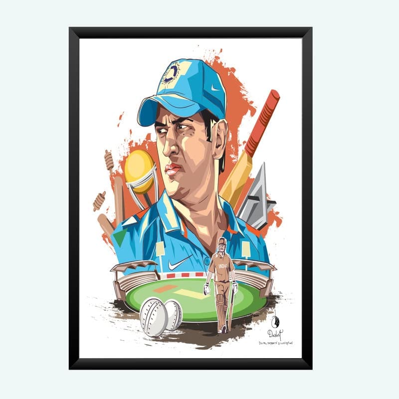 Nokkes Cricket IPL M.S Dhoni CSK Chennai Super King Team Photo Frame 8X12 Inch Size Photo Frame Photo Home Office_msd20