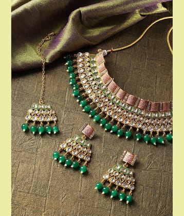 Priyaasi - Multicolor Brass Necklace Set ( Pack of 1 )