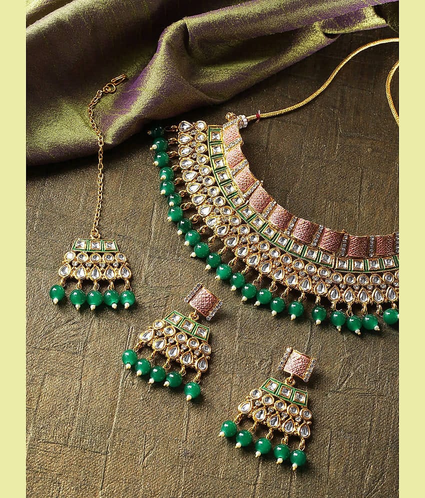 Priyaasi - Multicolor Brass Necklace Set ( Pack of 1 )