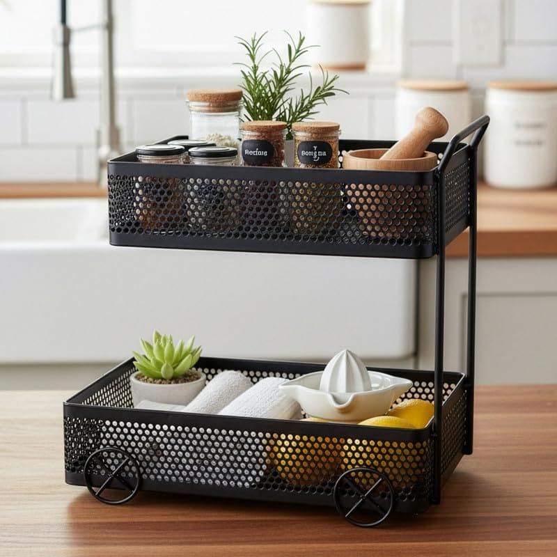 SHIOK DCOR 2-Tier Multipurpose Standing Storage Rack - Black