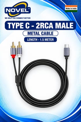 NOVEL TYPE "C" - 2RCA MALE METAL CABLE 1.5 METER NOVEL TYPE "C" - 2RCA MALE METAL CABLE 1.5 METER