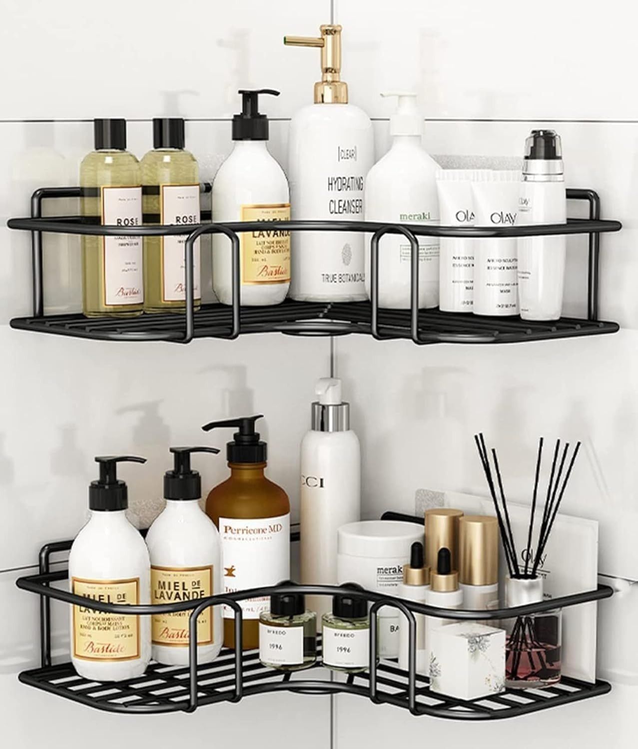 M Y M y corner Steel Wall Shelf (Number of Shelves - 1, Black)