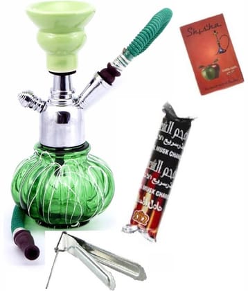 Metalmastery Green 20 cm Glass Table Hookah - Pack of 1