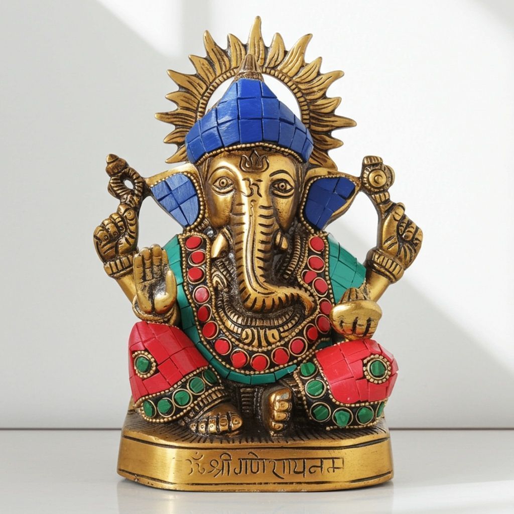 Aluminium Showpiece Ganesh Statue (ASMAS405 G)