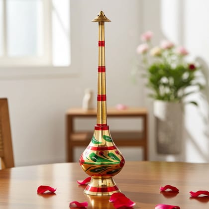 Brass Rosewater Sprinkler Gulab Pash � Decorative Ritual Item, Height : 10.2 Inch (ZMAS239 F)
