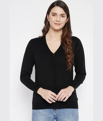 zigo Woollen V Neck Women's Buttoned Cardigans - Black ( Single )