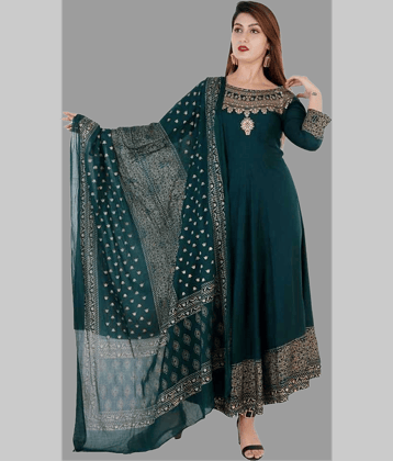 Smien Rayon Printed Anarkali Women's Kurti - Green ( Pack of 1 )