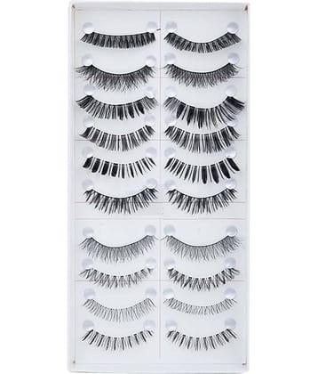 FOK Natural Fake Eyelashes 10 Pair Black Volumising 20 Natural False Eyelashes Pack Of 10 Pair 400 g