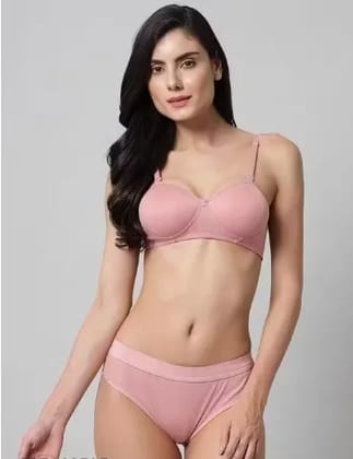 TheLingerieDoctor - Bra & Panty Set - Solid Pink Lingerie Set (Pack Of 1)