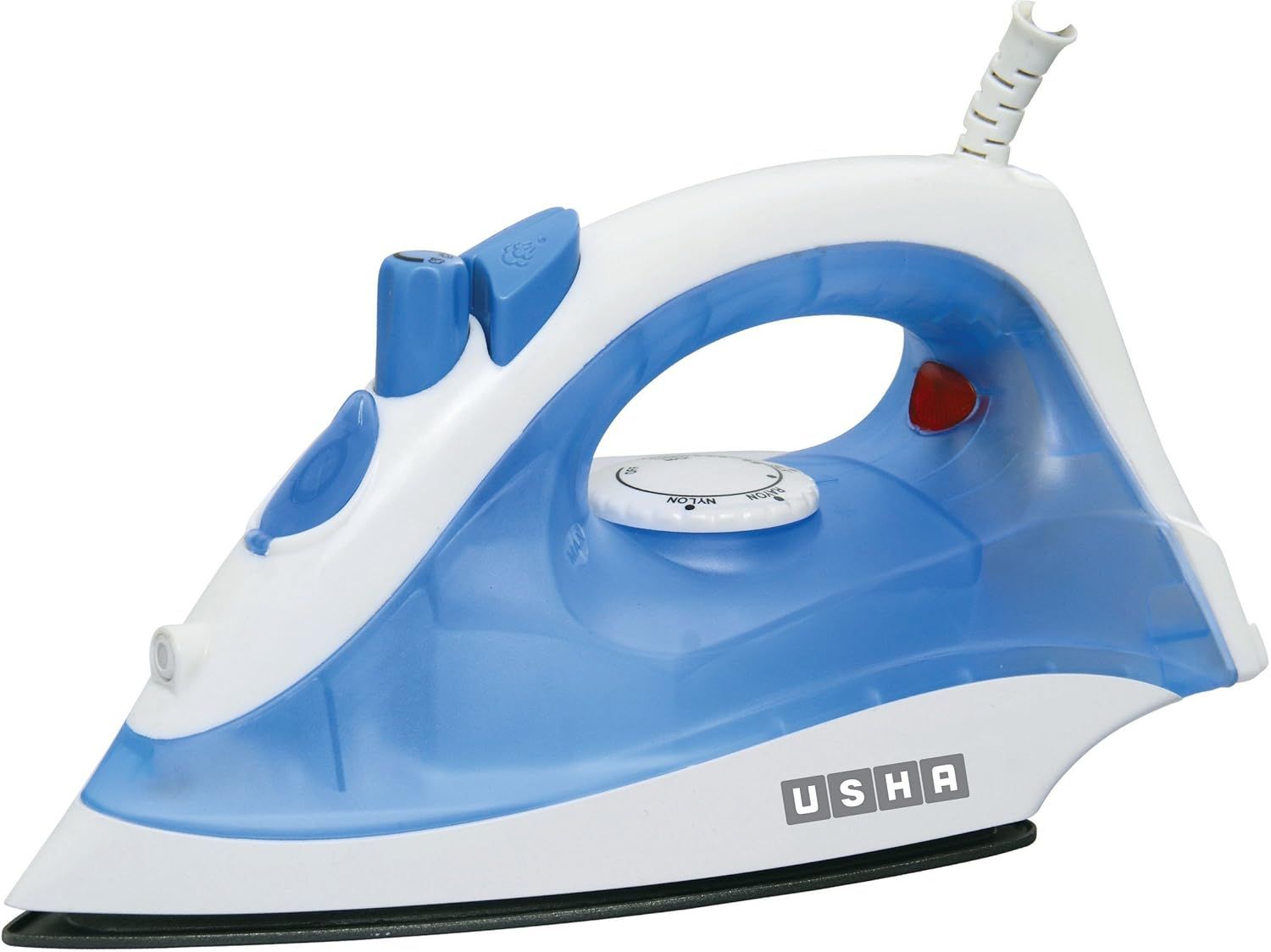 Usha 3713 1300Watt Steam Iron with Self Cleaning Function | Teflon Coated Soleplate | Powerful Steam Output upto18gm/min | 180ml Water Tank Capacity | 2 Years Warranty | (Blue & White) Usha 3713 1300Watt Steam Iron with Self Cleaning Function | Teflon Co